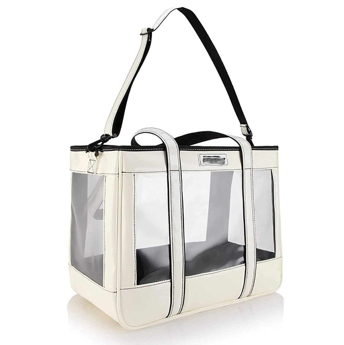 Transportín plegable impermeable para mascotas para gatos y animales pequeños, gran apertura con ventilación, diseño portátil de piel sintética, ideal para viajes y uso al aire libre