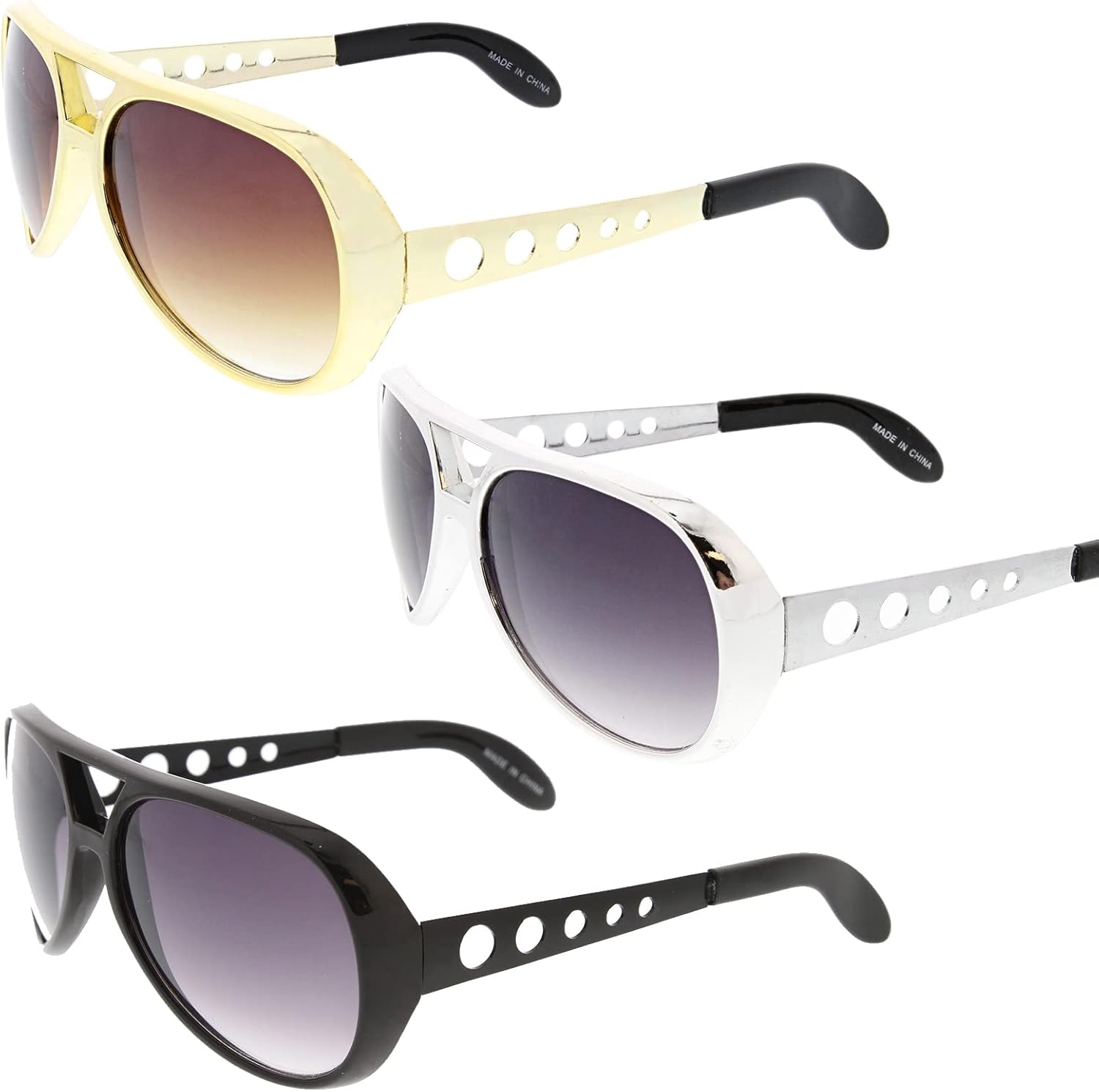 zeroUV Large Elvis King Of Rock & Roll Aviator Sunglasses 63mm