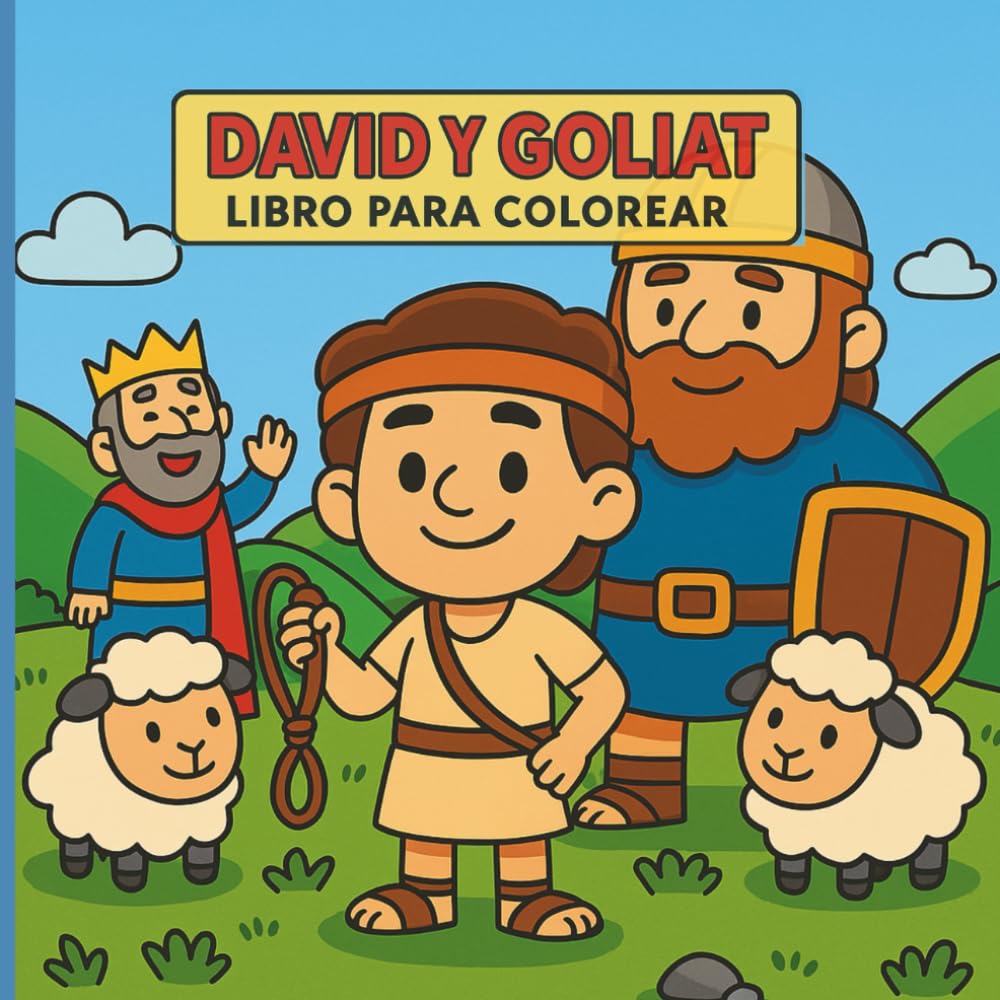 David y Goliat / David and Goliath – Libro para Colorear Bíblico para Niños: 27 escenas bíblicas para colorear · Valores cristianos · Aventura· Fe · ... y actividades religiosas infantiles.