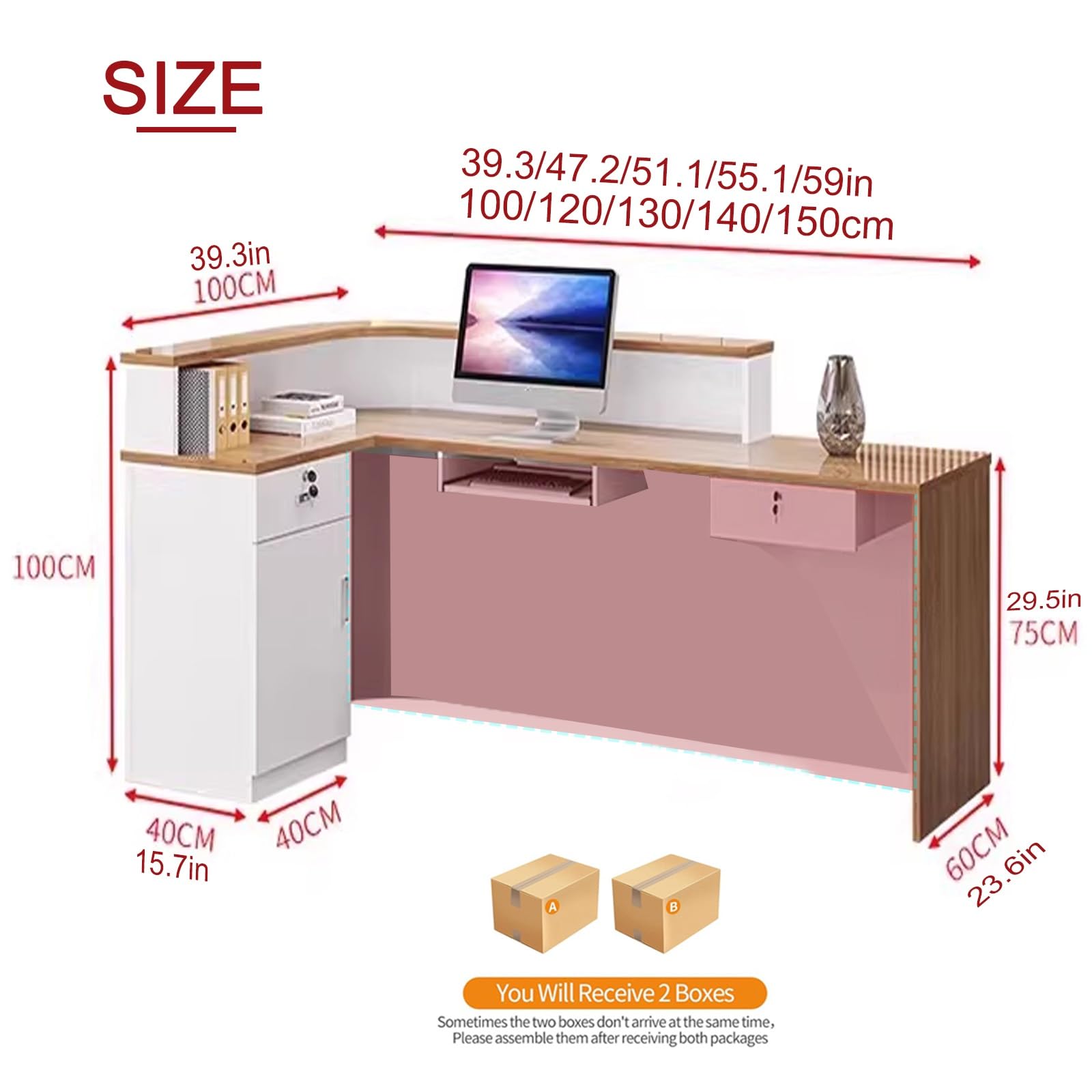 Amazon | LEDライト付きオフィス用商業受付、カウンターフロント付き