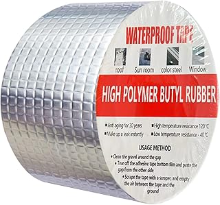 LUOHONG Butylband Wasserdichtes Klebeband Außen Bitumenband Selbstklebend, Butylkautschuk ​Aluminiumfolie dichtband,für Dachleckage, Oberflächenriss, Fensterbankspalt, Rohrbruch (5cm X 5m)