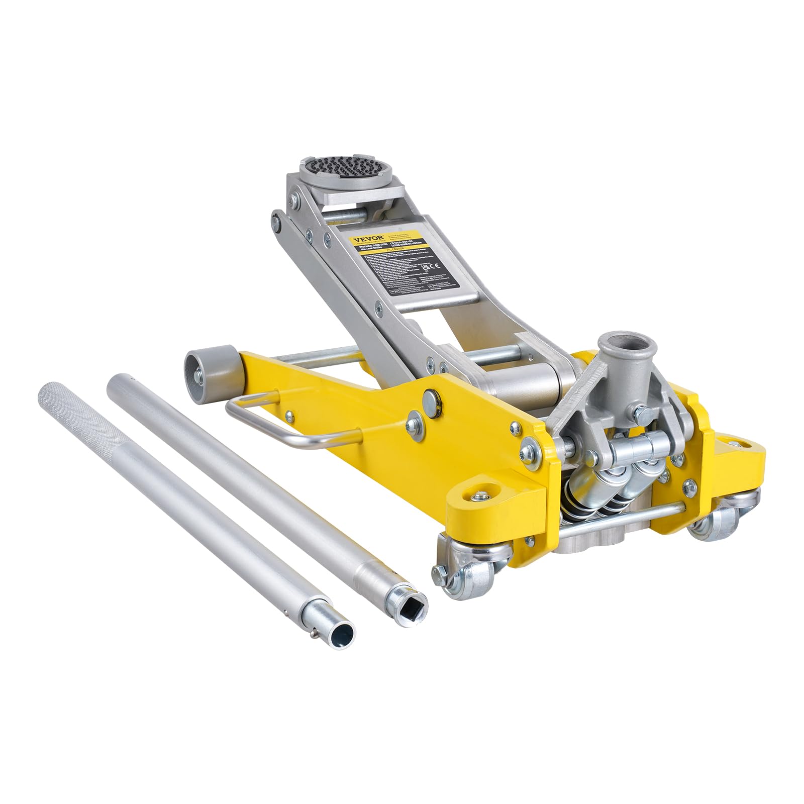 VEVOR Gato hidráulico de Piso de Perfil bajo de 3 toneladas (6600 LB), de Aluminio Resistente, para Carreras, para automóvil, con Bomba de elevación rápida de Doble pistón