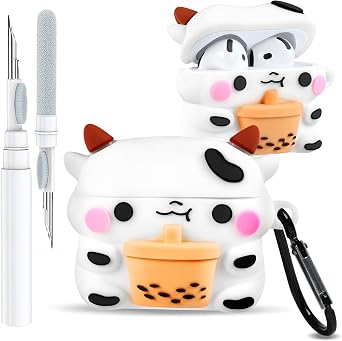 Boaretiu for AirPods 5th/4th Case 3D Cute Anime Design, Milk Tea Cow