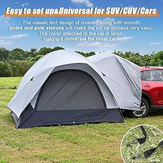 TOMOUNT SUV Tent Family Camp Car Tent, 300 x 300 x 210 cm, Universal 4 Person Vehicle with Waterproof Rainfly, Suitable Family Camping Traveling Outdoor Activities