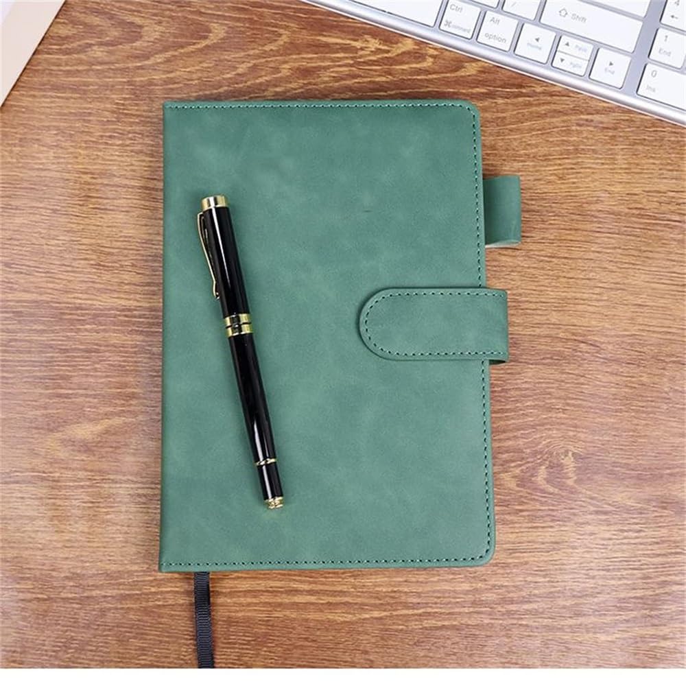 Cuaderno dispensador de jabón A5 de 8.38 x 5.38 pulgadas, diario de cuero, bloc de notas con hebilla de negocios, cuaderno grueso para el trabajo, la escuela, diarios inspiradores (azul marino)