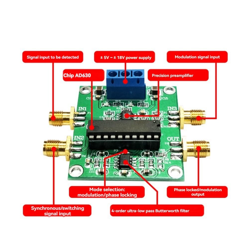 Breeshy AD630 Lock-In-Verstärkerplatinenmodul Symmetrisches Modulatormodul Phasenempfindliche Erkennung Schwache Signalaufbereitung