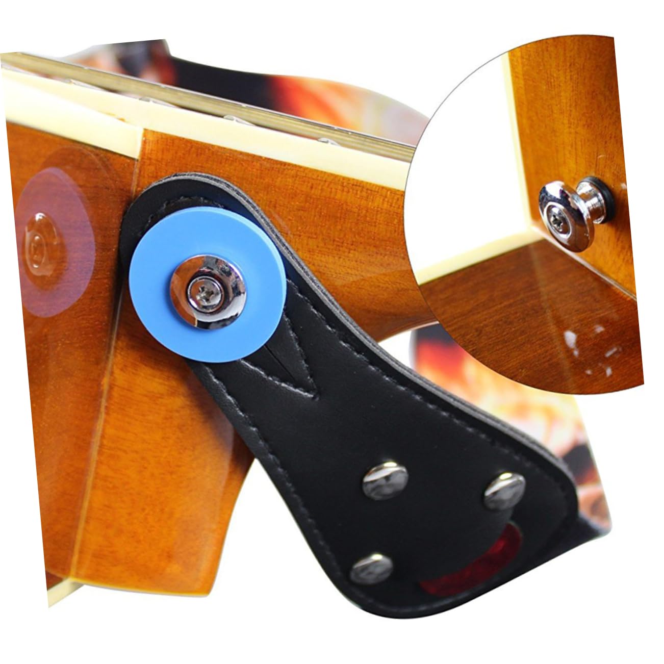 Milisten 8Pcs Slip Guitar Strap Locks Strap Blocks with Lock Button for Secure Attachment White Blue Red Black for Electric Acoustic and Bass