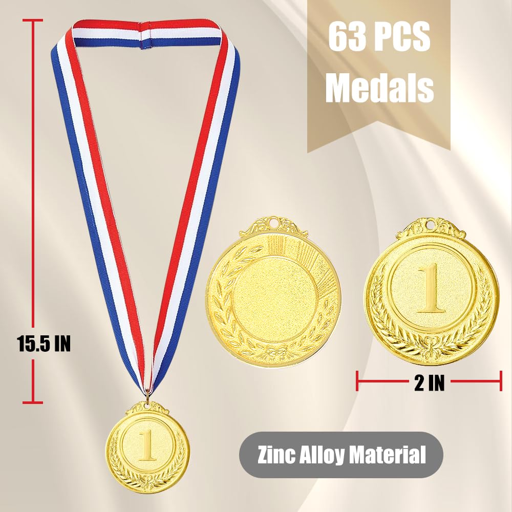 12/24/48/96 Pieces Gold Silver Bronze Award Medals-Winner Medals Gold Silver Bronze Prizes for Competitions, Party, 2 Inches