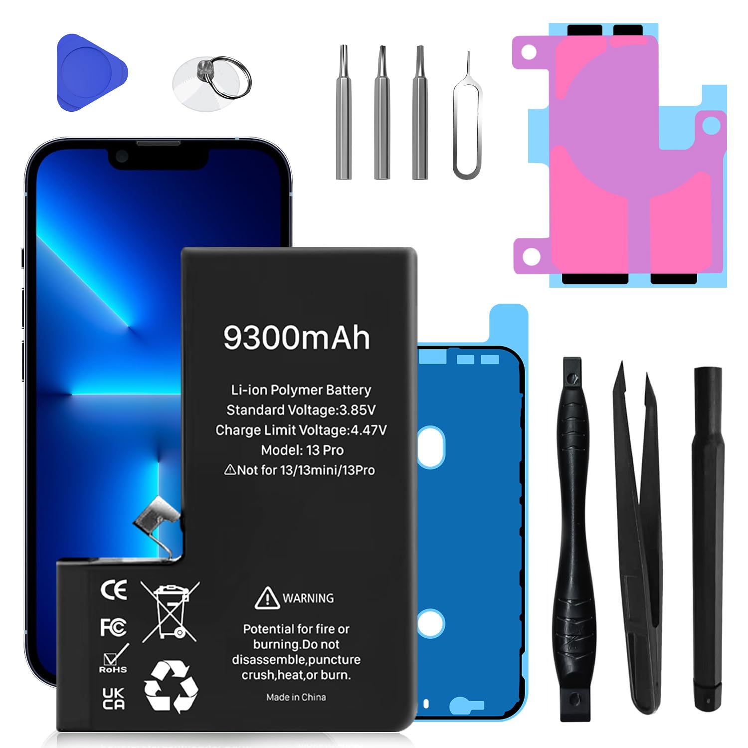 Battery for iPhone 13 Pro, 9300mAh New Upgrade High Capacity