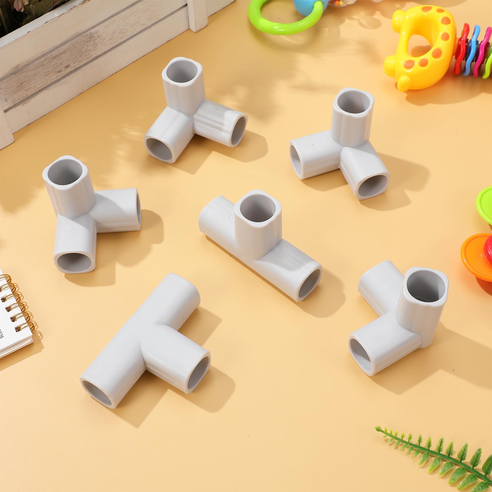 Mikikit Accessori per Box Giochi 6 Pezzi Connettori a T e Angolari in PE per Tubi 22Mm, per Recinzioni di Sicurezza Interne per Ragazzo Ragazza