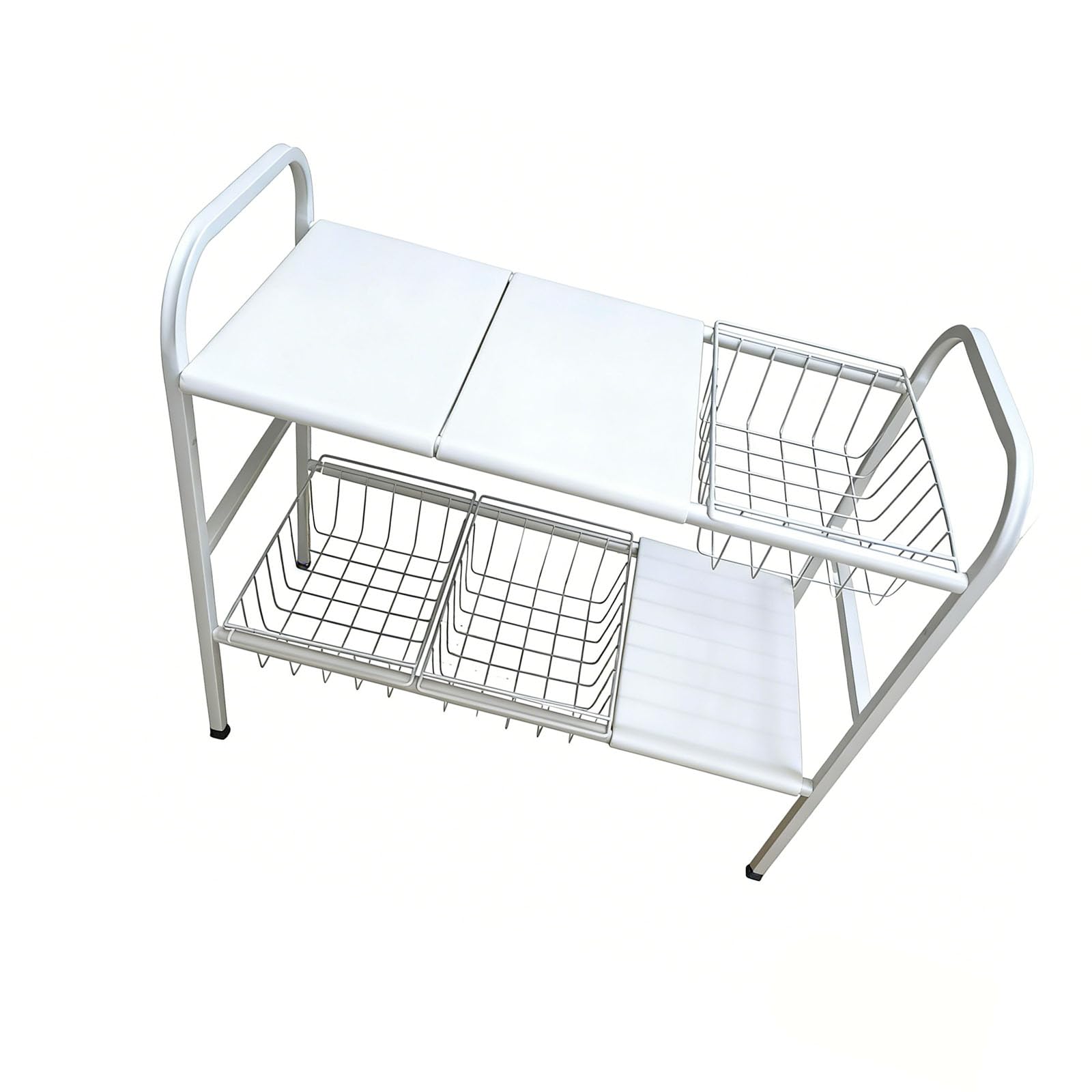 TQUXNGA Flexible 2 Layer Kitchen Rack with Carbon Steel Frame for Optimal Space Utilization in Cabinets Kitchen Countertop Planner