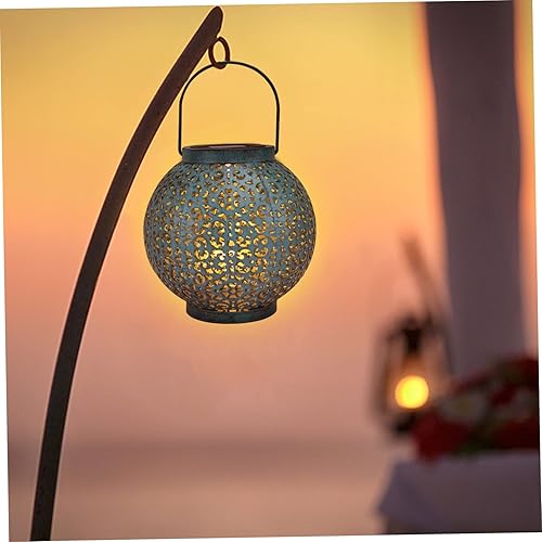 Miniatura 9 de Uonlytech Luces solares para exteriores, lámpara solar colgante, hierro hueco, farol solar colgante al aire libre, luz solar decorativa de mesa LED