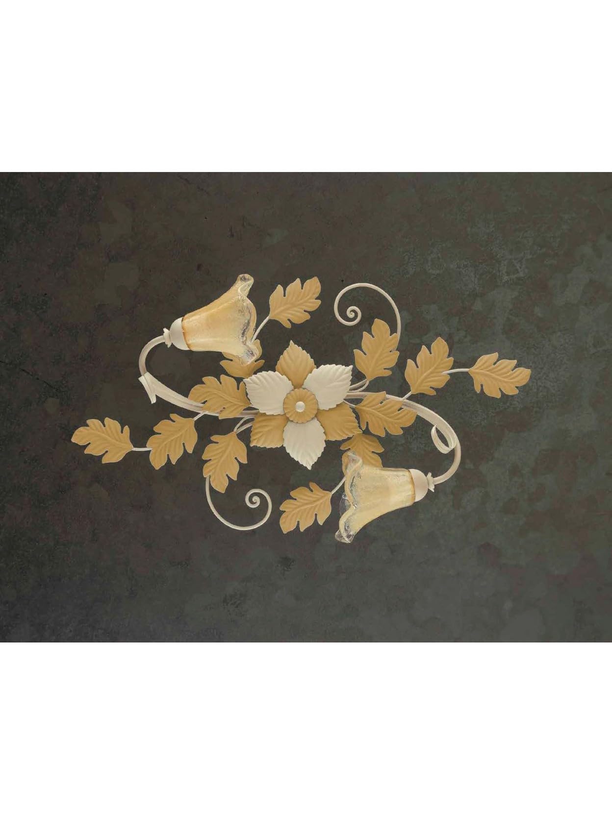 Generico Plafón clásico de hierro forjado 2 luces marfil-oro PL 130/2OV para salón, comedor, pasillo, dormitorio.