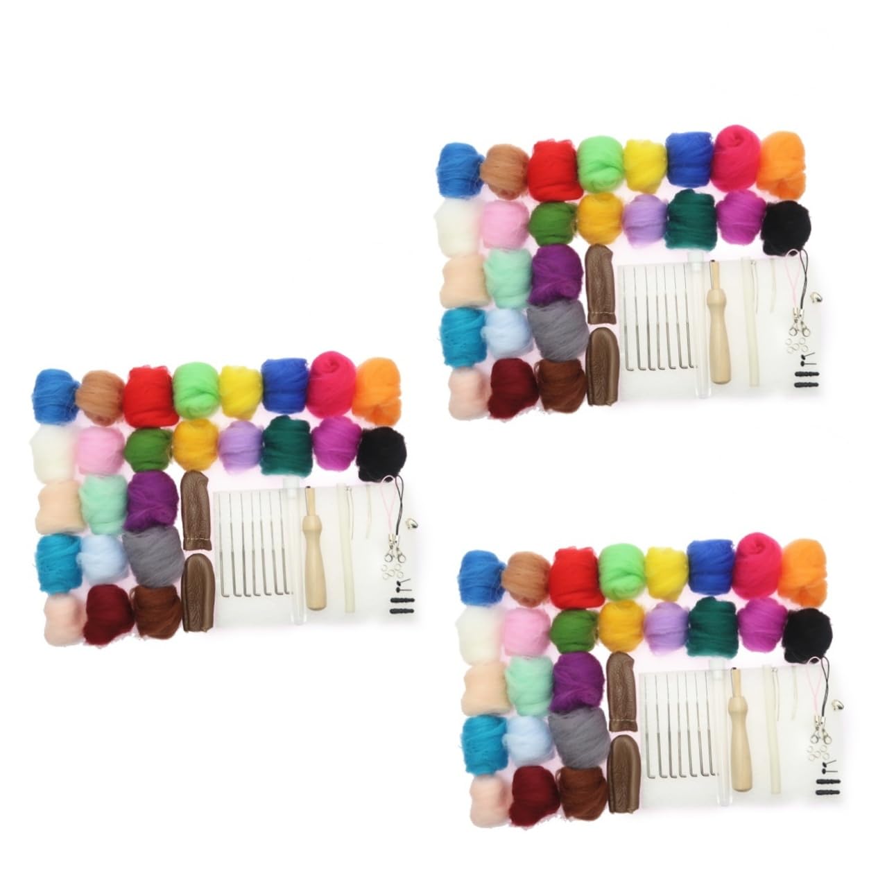 Angoily 3 Juegos Kit de Fieltro con Aguja de Lana Colores de Fibra de Lana para Manualidades para Principiantes y Profesionales Incluye Herramienta para Joyería Muñecas