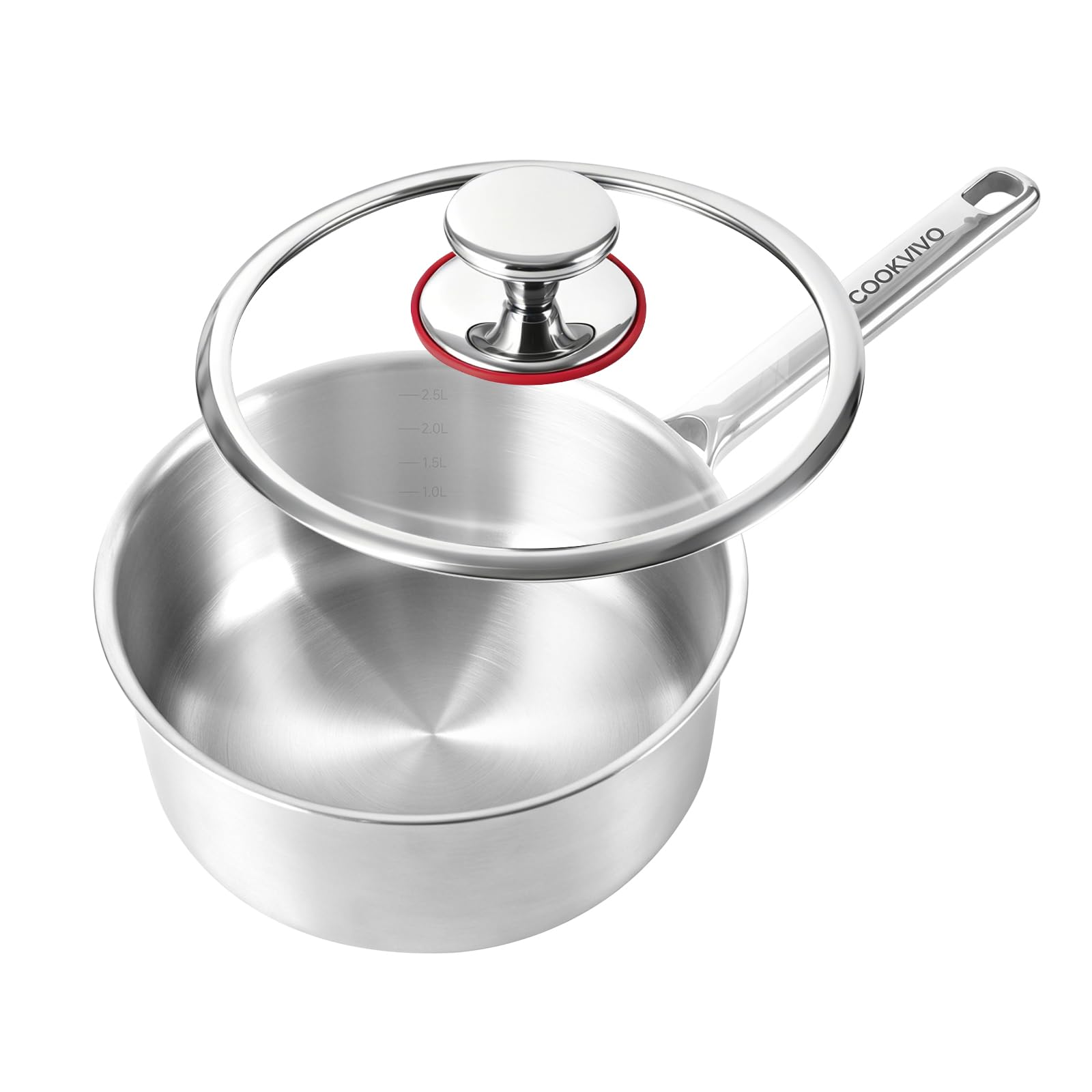 COOKVIVO Pure Titanium Pot,2.5qt Saucepan with Lid, Stay-Cool Handle