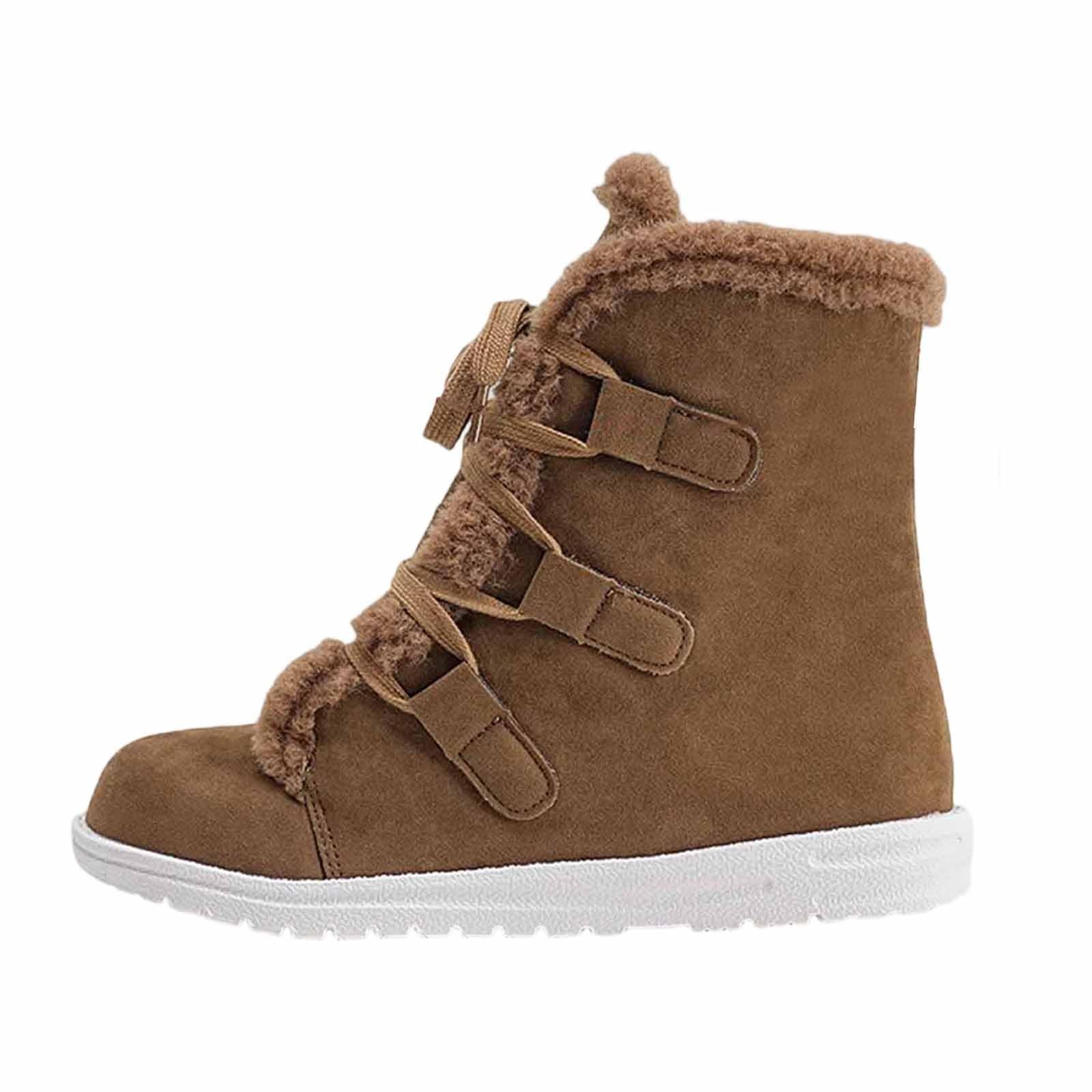 Bottes de Neige Femme Fourrées en Daim Bottes Femme Hiver Chaudes à Lacets Bottine Confort Chic Chaussure Hiver Plate Bottines Snow Boots Fourrées Imperméable Botte Neige Chaussures de Randonnée Ski