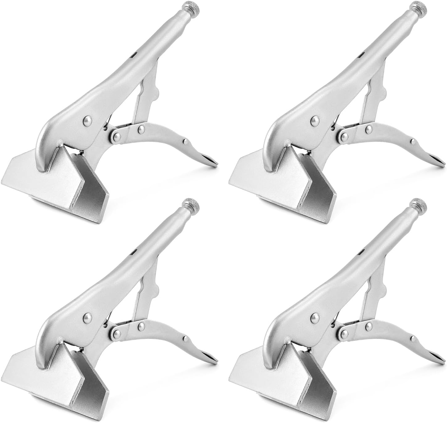 QWORK 10" Locking Sheet Metal Clamp, 4 Pcs Welding Locking Plier Tools, Heavy Duty Sheet Metal Grip Tool, Heat-Treated Nickle Plated Welding Plier, Extra Wide Duck Billed Pliers