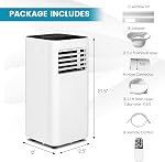 GOFLAME portatif Air Conditionneur, 8000BTU Puissant AC Unité avec télécommande et 4 Des roulettes, 3-in-1 Air Refroidissement & Déshumidificateur & Eventail avec 24H Minuterie, Verrouillage d'enfant pour le salon, Bureau, Noir