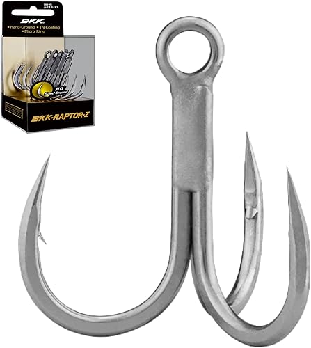BKK Raptor-Z - Gancho de agudos Paquete de 8 4X Revestimiento de lata brillante resistente a la corrosión Punto de tierra a mano Gancho de
