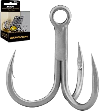BKK Raptor-Z Treble Hook | 4X | Saltwater Corrosion Resistant Bright Tin Coating | Hand Ground Point | Heavy Duty Lure Hook, Popping, Stickbaits