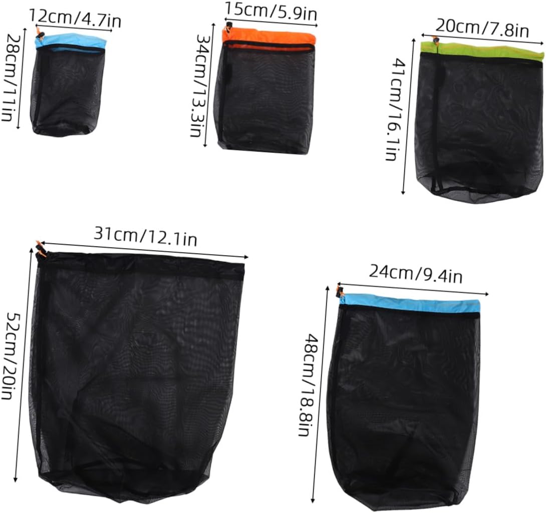 1 Set Reusable Outdoor Storage Sack with Drawstring Polyester Mesh Stuff Sack for Camping Gear Lightweight Backpack Compression Bag for Travel and Hammock Storage