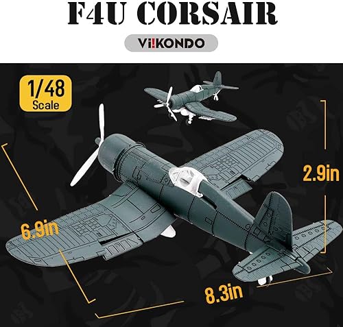 Miniatura 4 de ViiKONDO 148 WWII US Vought F4U Corsair Fighter American Aircraft Militar Warplane Model Kit de construcción DIY Asamblea Jet Toy Avión (03)