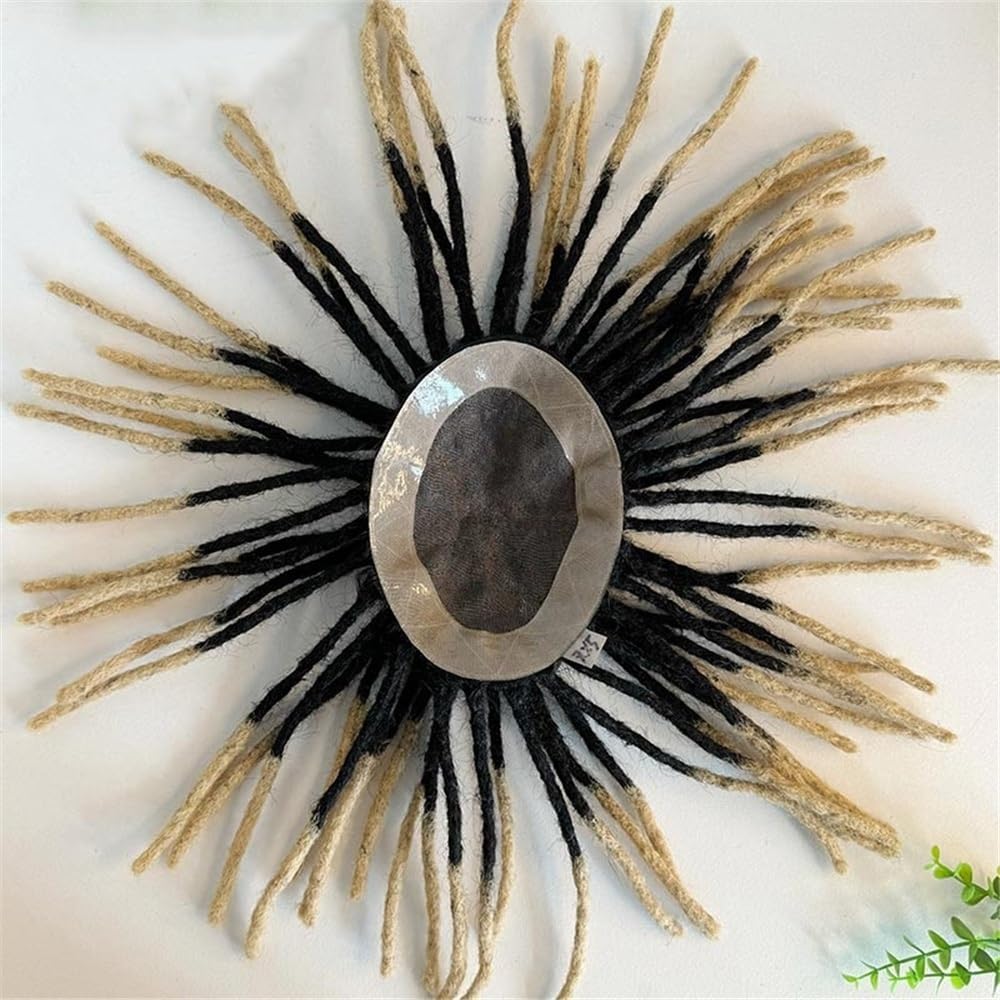 Peruki męskie Peruka dredowa dla czarnoskórych mężczyzn Mono Base Men Prosthesis 9" Afro Braids Human Hair System Unit Peruka syntetyczna naturalna i puszysta(5x7)