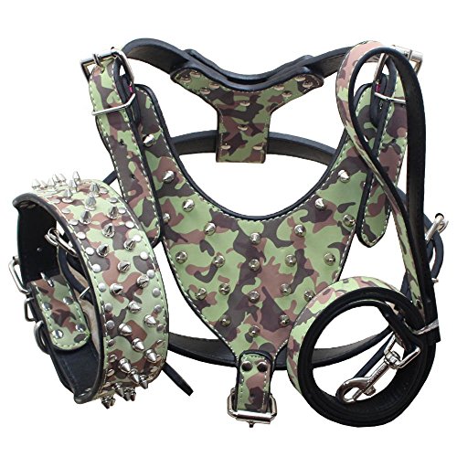 Collares para perros grandes juego de arnés ajustable antiescapes para pit bull 2