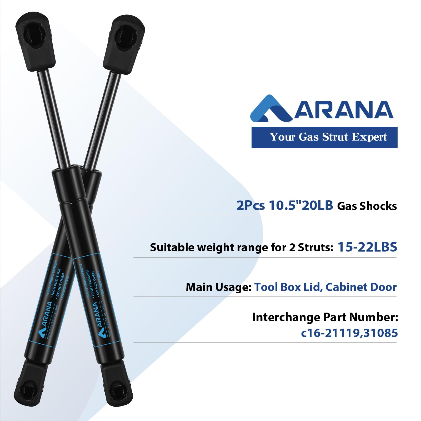 Amazon.com: ARANA 10.5 Inch 20Lb Gas Struts Spring Shocks