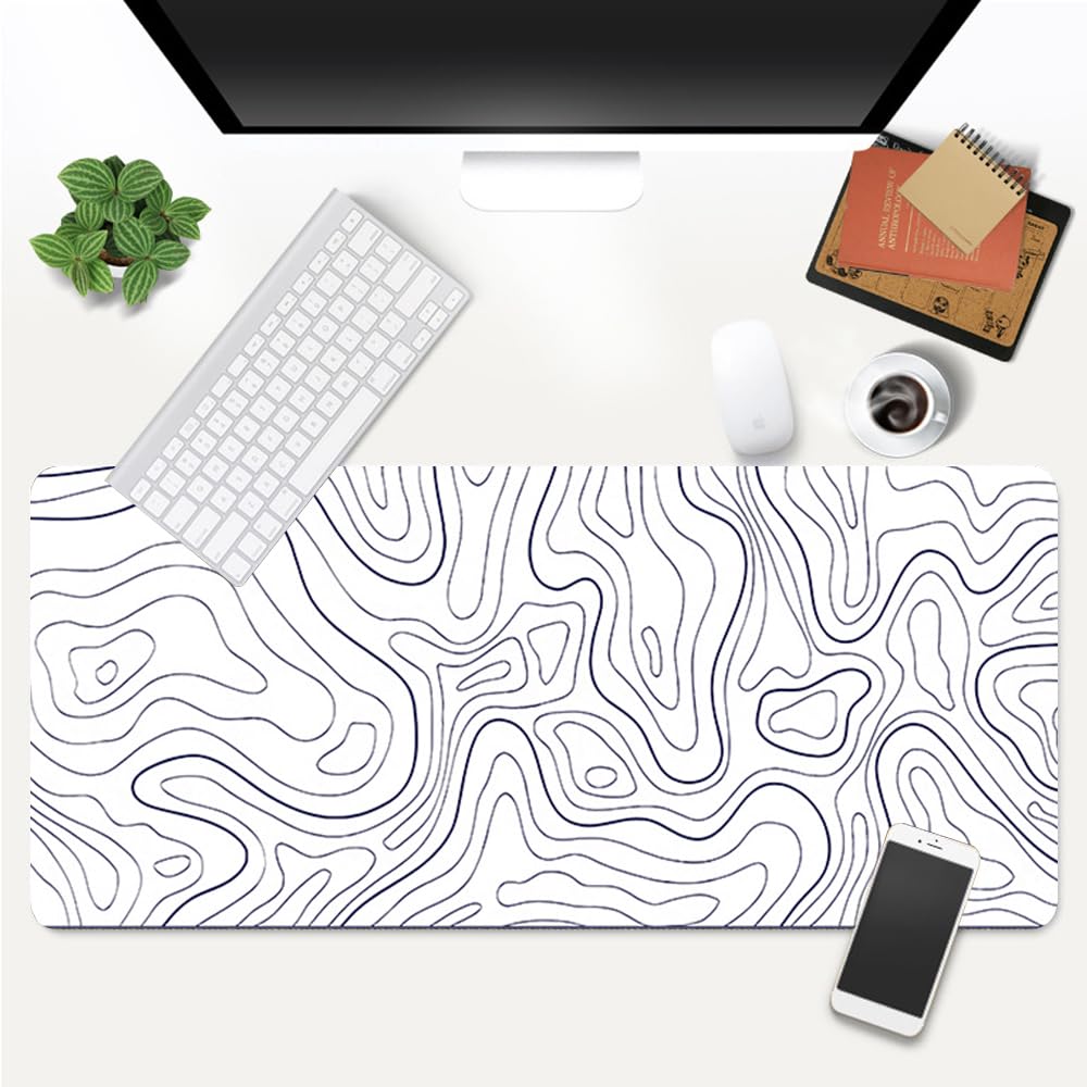Jadin Alfombrilla Ratón XXL Gaming, Mouse Pad (900x400mm), Vade Escritorio Antideslizante, Tapete Grande para Jugadores de PC, Oficina - Blanco