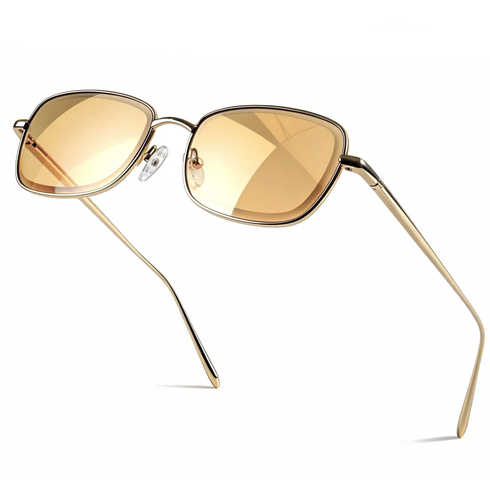 SIPHEW Trendy Rectangle Sunglasses for Women Non-polarized Metal Frame Sun glasses Chic Elegant UV400 Protection Eyewear