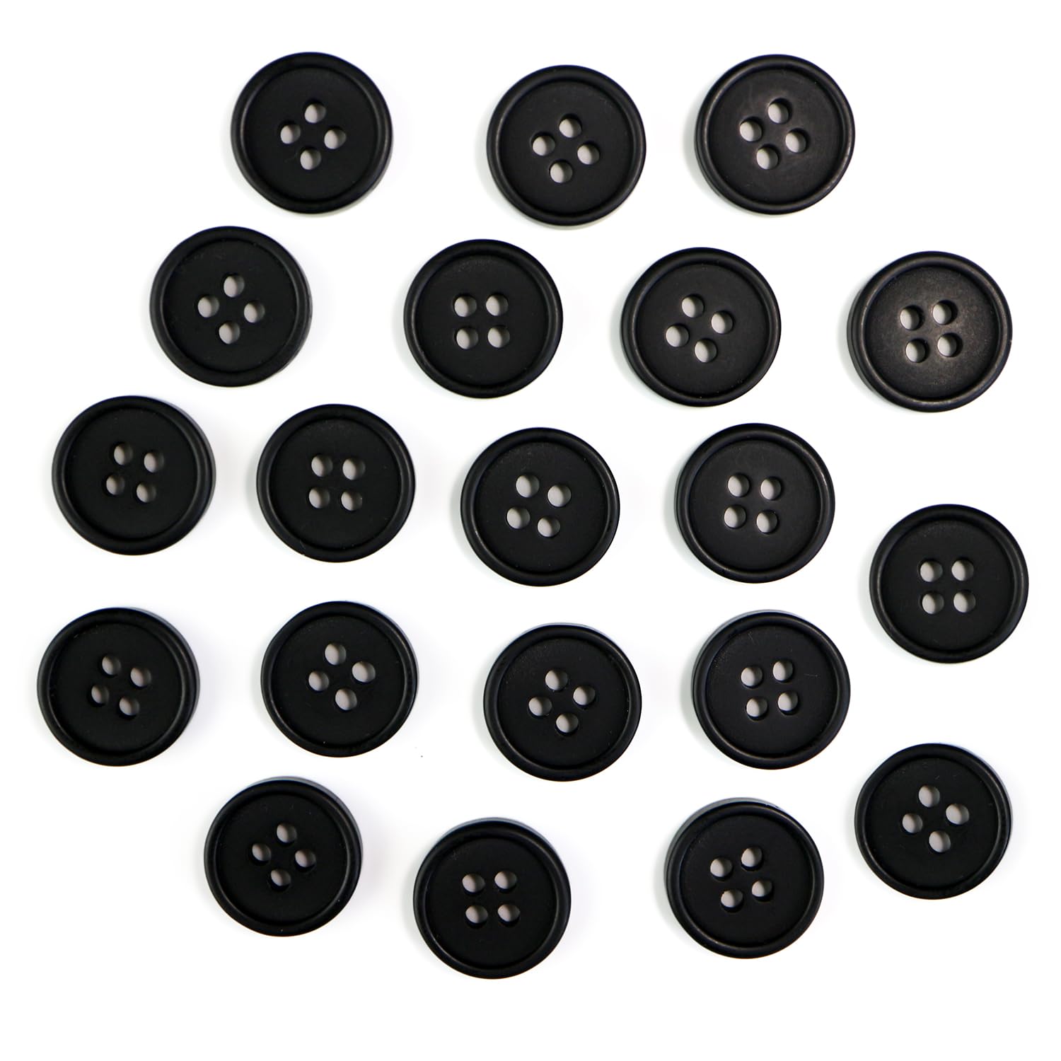 飾りボタン★4点セット Amazon | 四つ穴ボタン 【ブラック ツヤなし】 黒 ベーシック