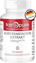 Fair & Pure Extrait d'écorce de pin 200 mg, 120 gélules, 95% de proanthocyanidines, complément alimentaire végétalien sans additifs, fabriqué en Allemagne