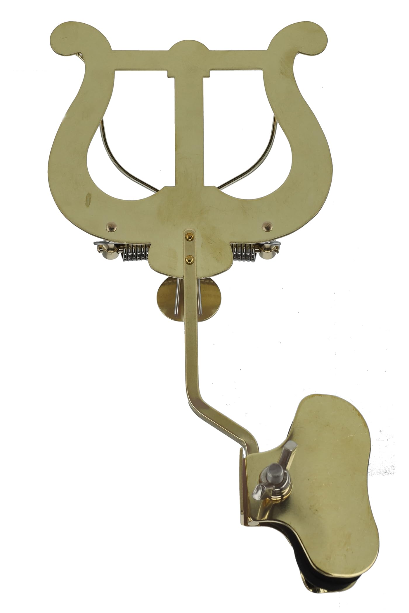 GEWA Marching Music Holder Trombone - Brass - Large Lyra - 2 Pushers - With Clamp for Bell Attachment - Image 2