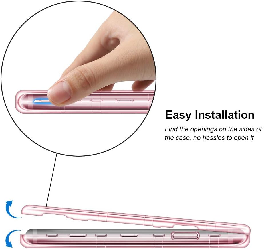Anuck Case for iPhone 11 Case (6.1 inch), Crystal Clear Heavy Duty Defender Phone Case 3 Layer Shockproof Full-Body Protective Case Anti-Scratch Hard PC Shell & Soft TPU Bumper Cover - Clear Pink