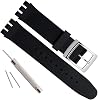 Green Olive 19mm Silver Plated Stainless Steel Buckle Waterproof Silicone Rubber Watch Strap Watch Band Black, Black, Modern