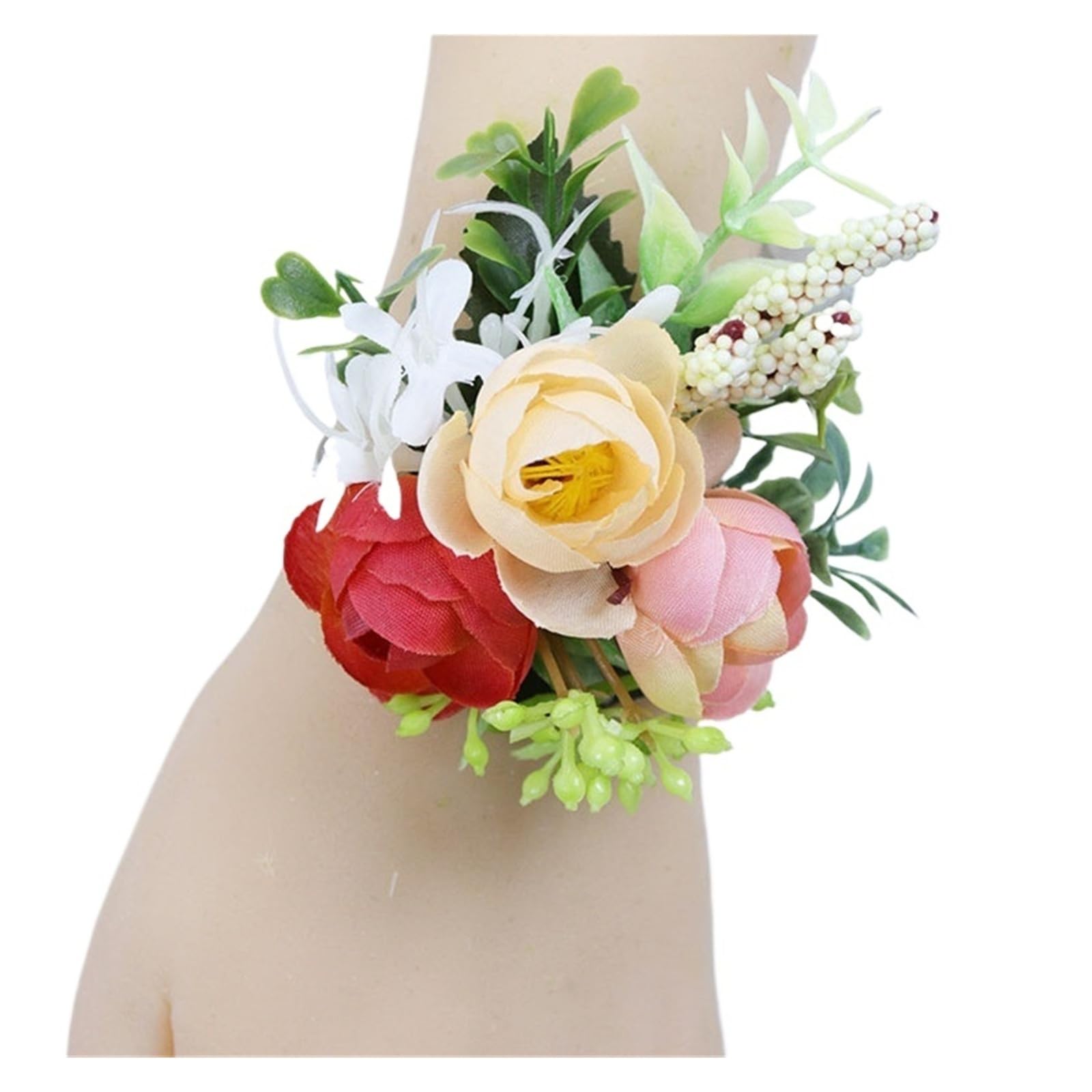 MQFBNNP Wedding boutonniere Silk Rose Boutonniere Wedding Wrist Corsage Bridesmaids(Wrist flower-5)