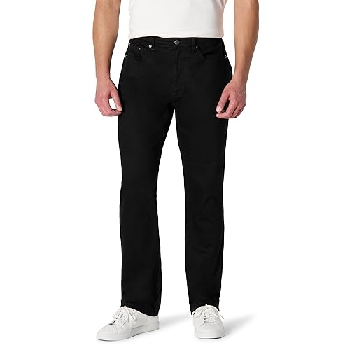 Amazon Essentials Jeans Taglio Dritto Leggermente Elasticizzati Uomo, Nero, 38W / 28L