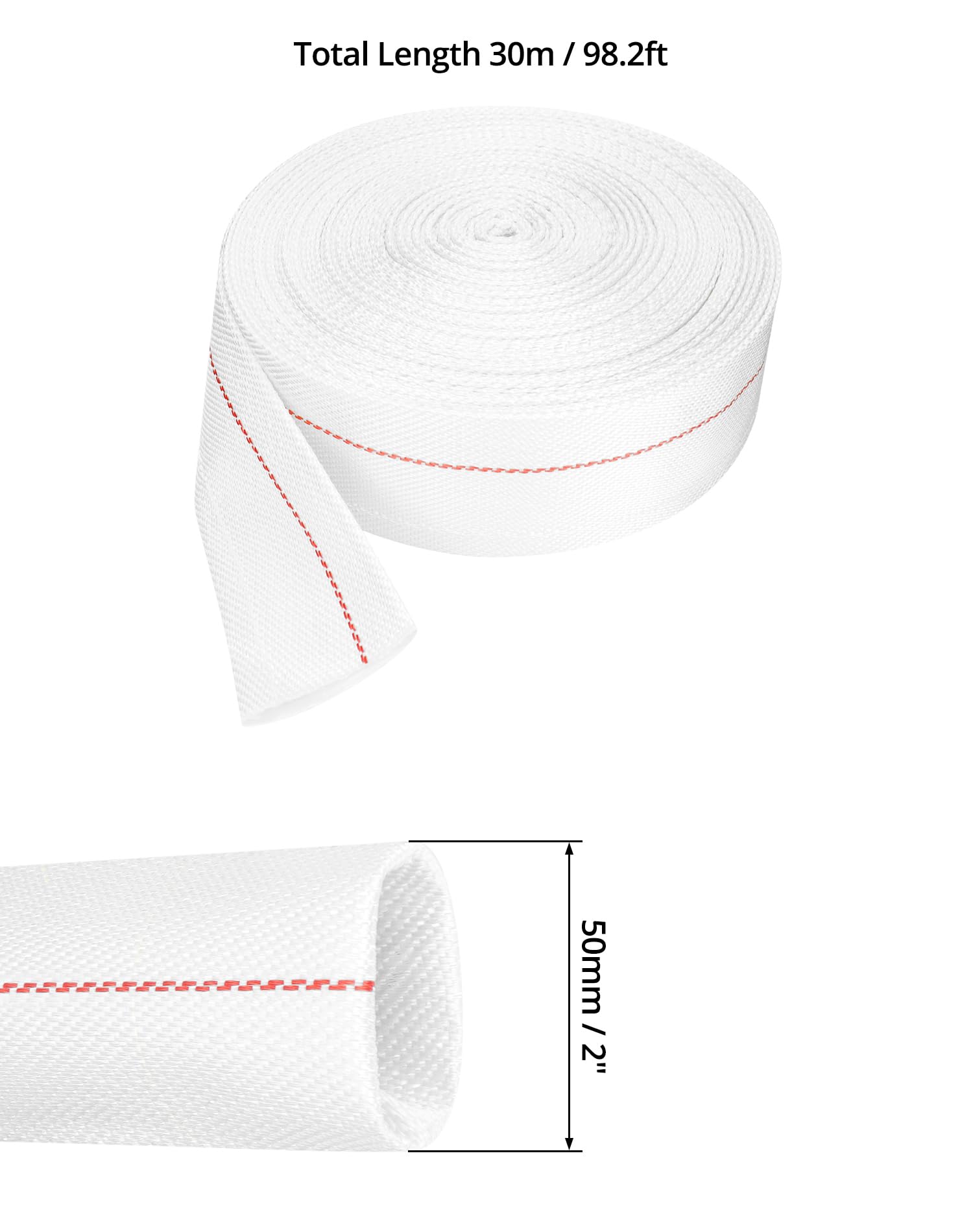 QWORK Manguera de retrolavado, manguera de descarga flexible de 2 pulgadas de diámetro interior x 100 pies, manguera de agua plana de poliéster ligero, mangueras de bomba de sumidero, manguera de