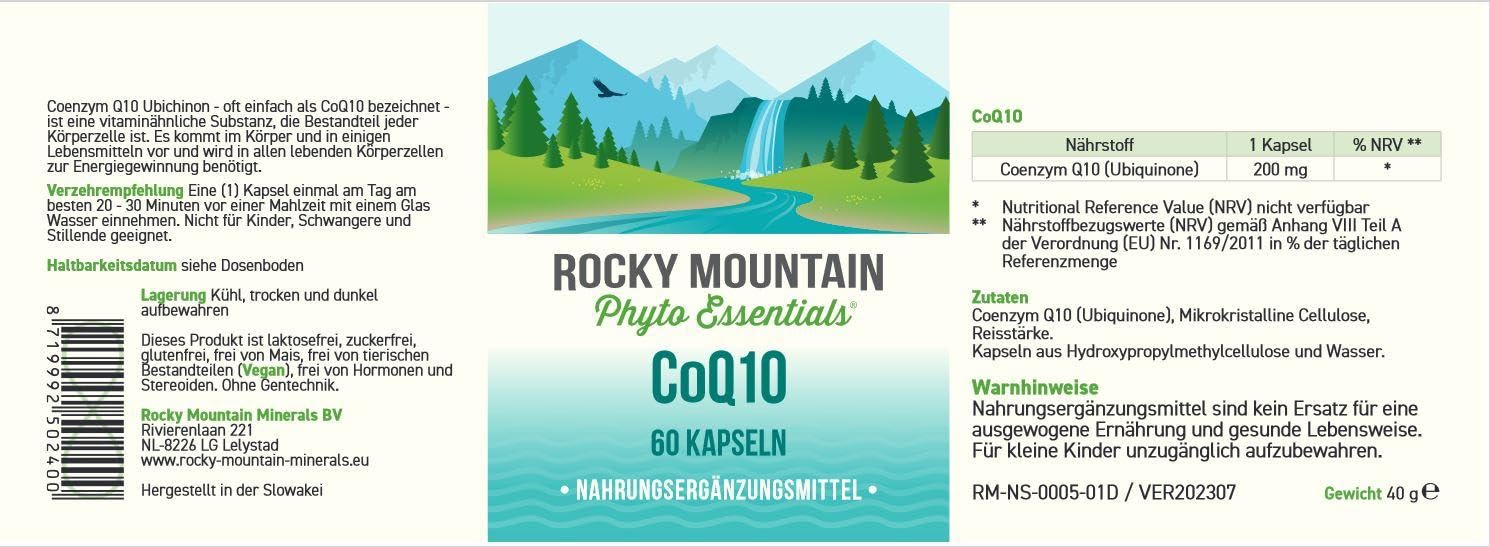 CoQ10 | 60 Kapseln | Vegane Nahrungsergänzung | Spezielle Vitalstoffe | Rocky Mountain Phyto Essentials | Ur Essenz