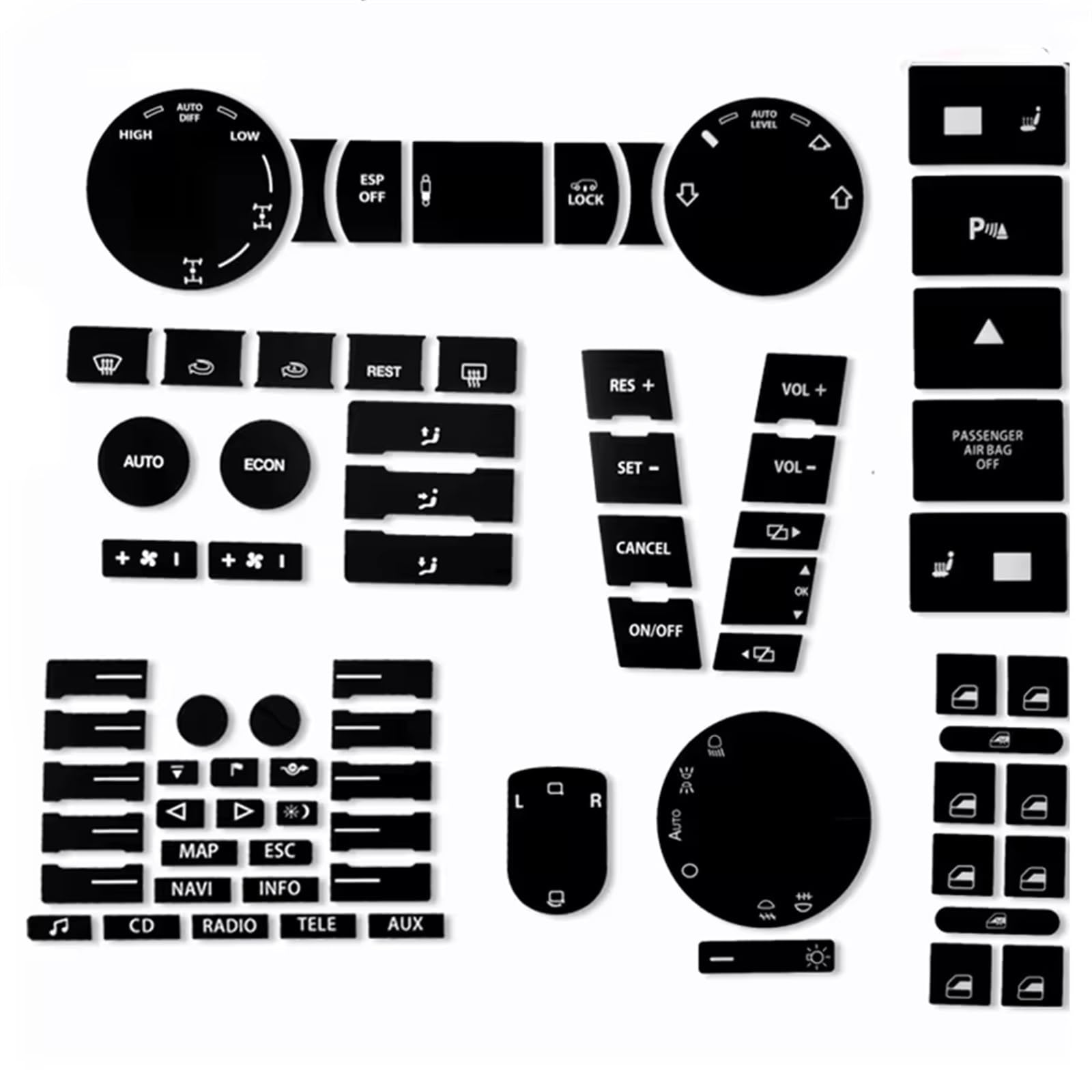 Dash Button Sticker Compatible with VW for Touareg 2005 2006 2007 2008 2009 Car Interior Stickers for Radio Climate Control Button Repair Decals