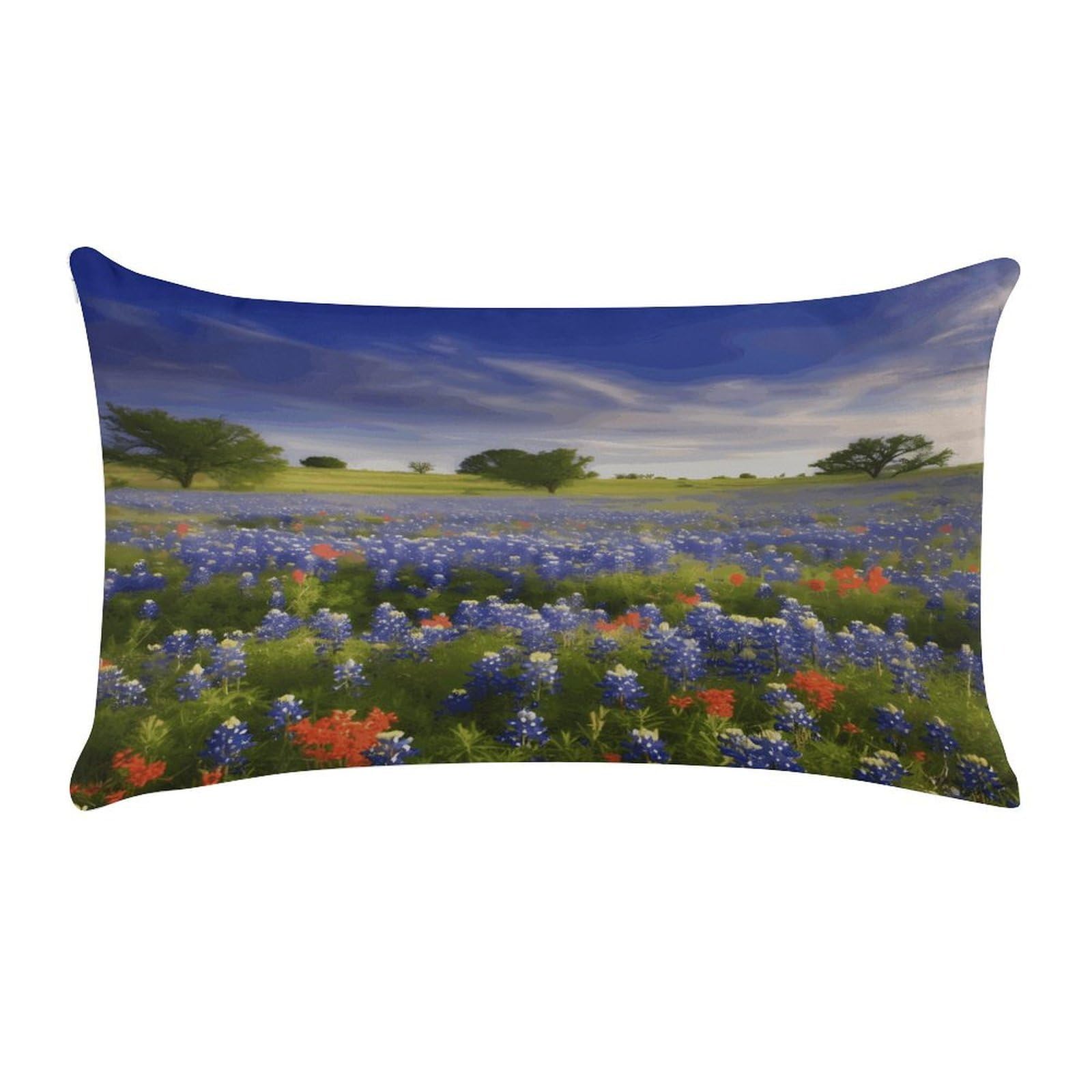 FodPand Texas Bluebonnets Scenery Throw Pillow Covers Rectangular Pillow Case Short Plush Pillowcase Cozy Pillow Protector Pillow Shames Soft Cushion Cases Decor Lumbar Pillow Shell 12"X20"