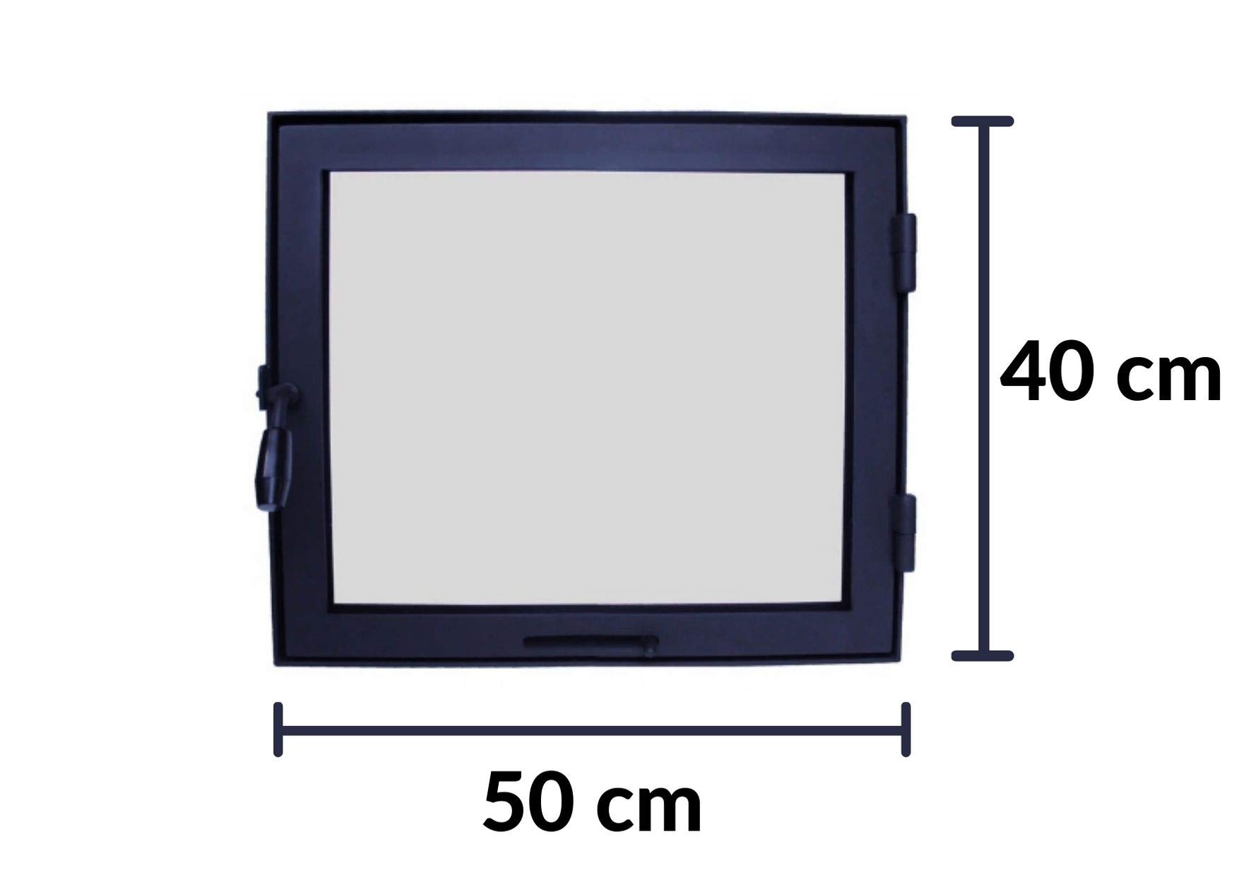 Porta da forno 50 x 40 cm con vetro per pizza, ghisa, per forno in pietra, apertura sinistra, manico destro