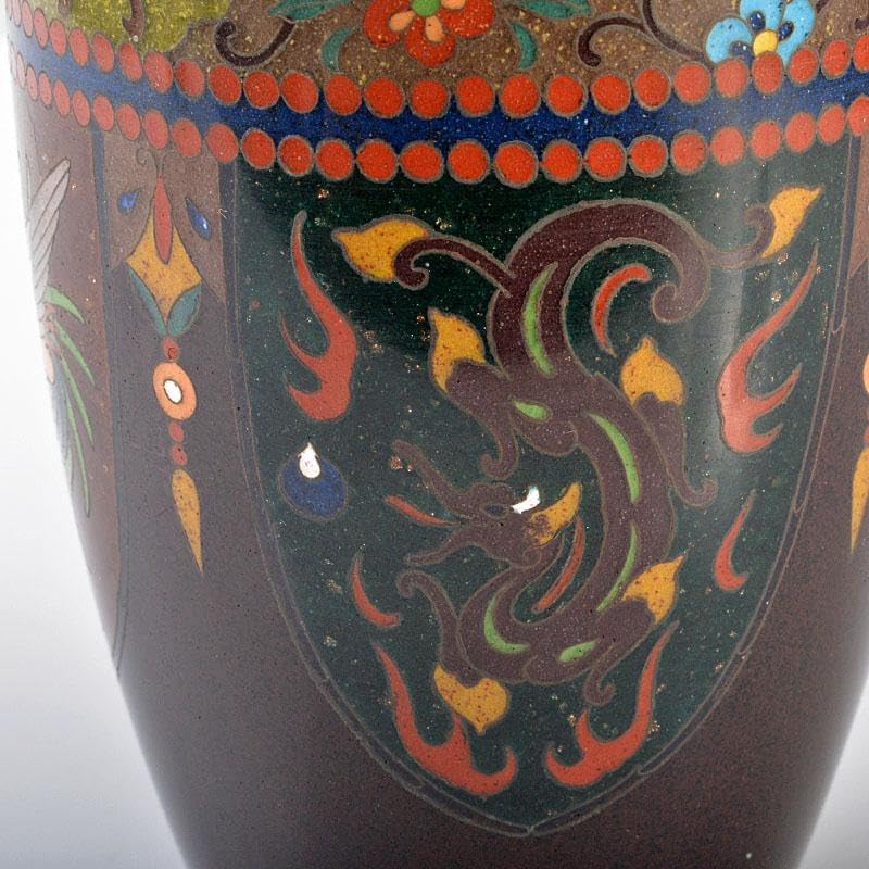 中国　古七宝琺瑯彩　龍鳳凰文瓶　M　R6349 中国 古七宝琺瑯彩 龍鳳凰文瓶 M R6349 中国 古七宝琺瑯彩