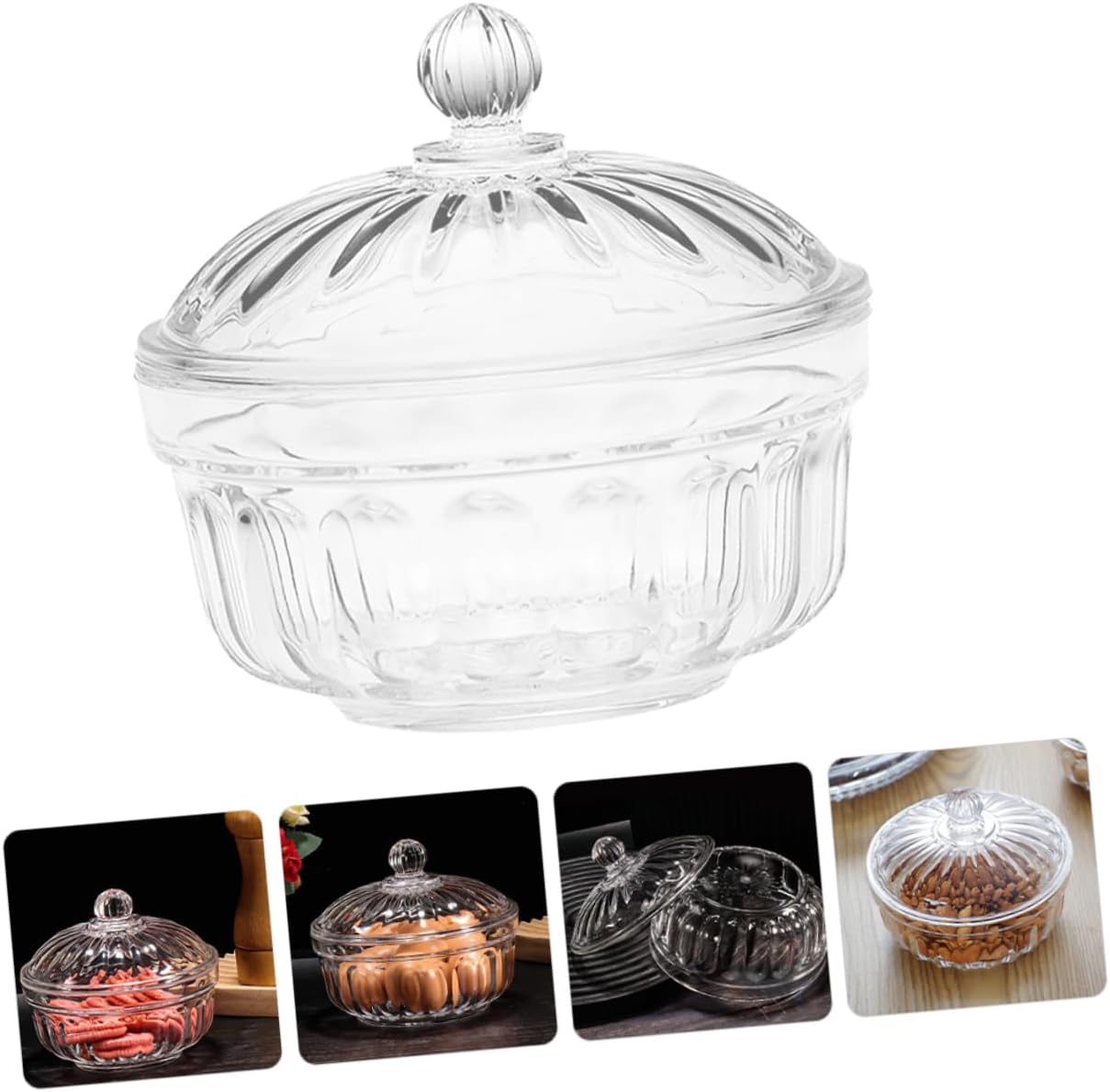 4pcs Clear Acrylic Serving Bowl Lid Transparent Fruit and Salad Containers Shatterproof Candy Jars for Weddings Parties and Special Occasions