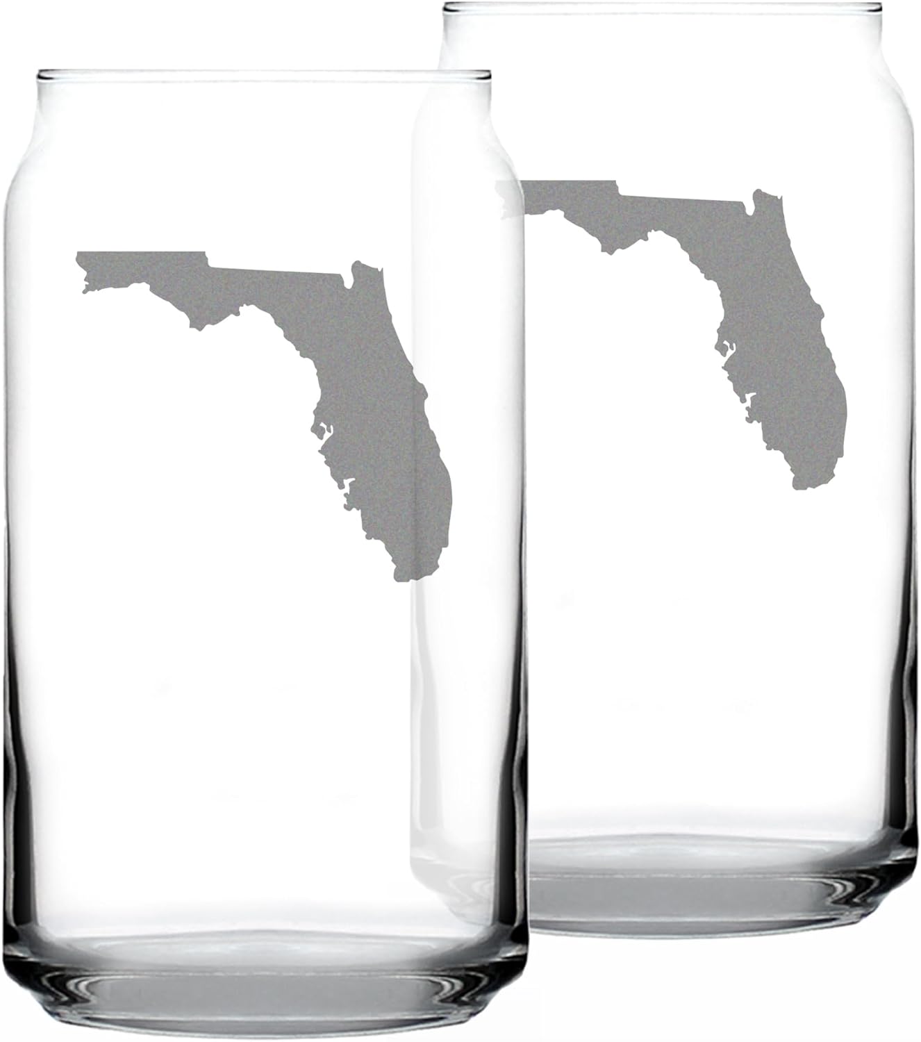 Bevvee Florida State Outline Beer Can Pint Glass - State Themed Drinking Decor and Gifts for Floridian Women & Men - Set of 2-16 Oz Glasses