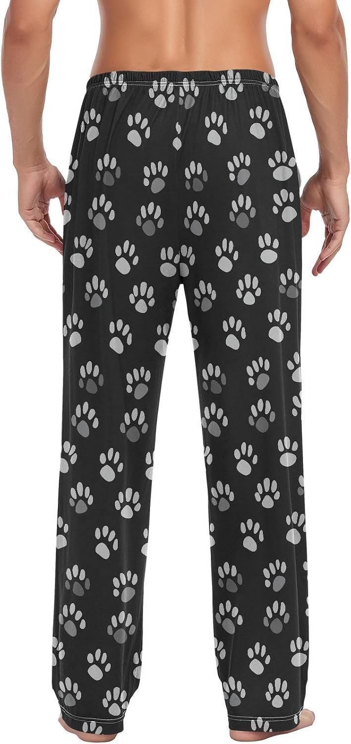 Men's Pajama Bottoms with Pockets Hamburger Cartoon Food Comfy Pj Soft Sleep Lounge Pants S-XXL