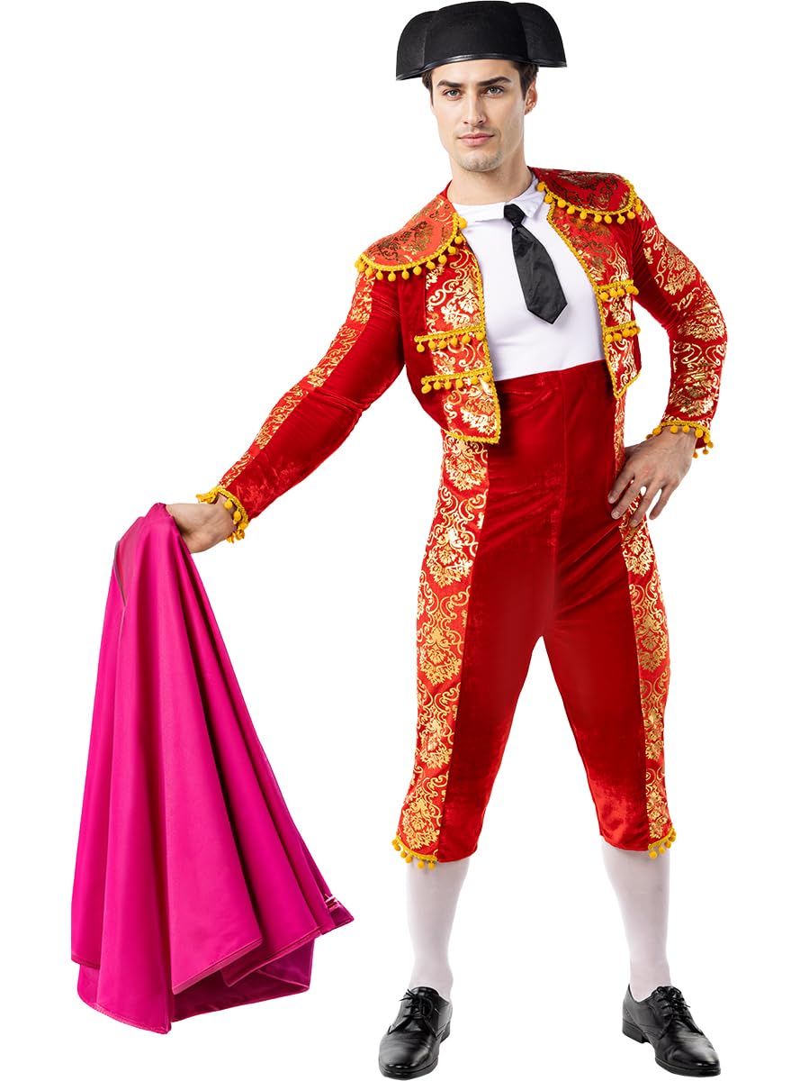 Funidelia | Disfraz de torero para hombre Profesiones, Toro, Toro, Original y Divertido - Disfraz para adultos y divertidos accesorios para Fiestas, Carnaval y Halloween - Talla XL - Rojo