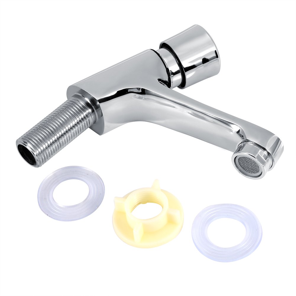 Joyzan Grifo de Retardo Tiempo, Accesorios Para Lavabo Agua Fria Cocinas Baños y Lavanderías con Filtro Cocina Bañera Fácil Instalación Tiempo Retraso 4 6 Segundos Cierre Automatico Cromado el Hogar