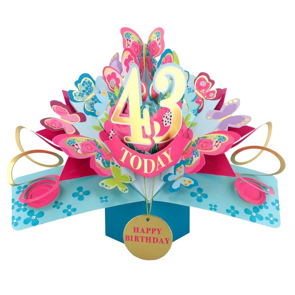 43 Today Happy 43rd Birthday Pop-Up Greeting Card Love Kate's Pop Up Cards Her Design POP236MC43 โ image 1